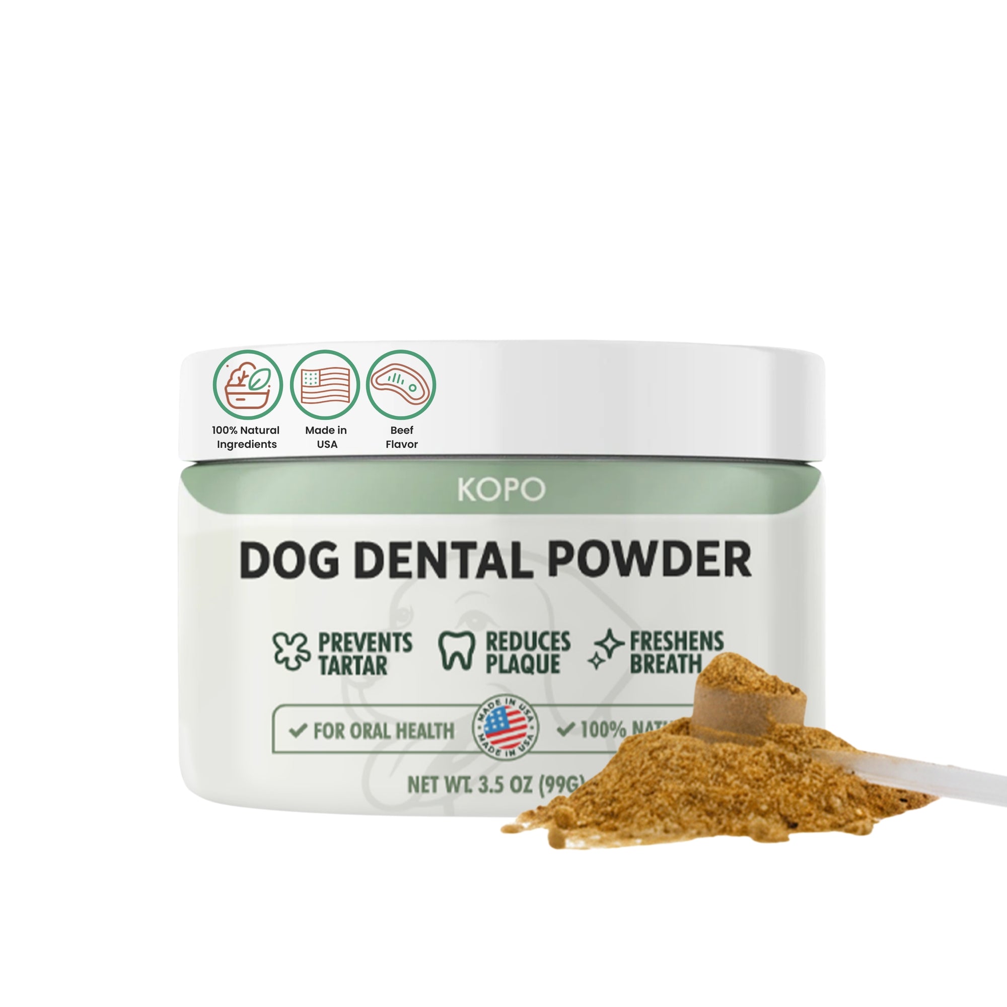 KOPO Dog Dental Powder – Natural Tartar & Breath Support – 100% USA-Made