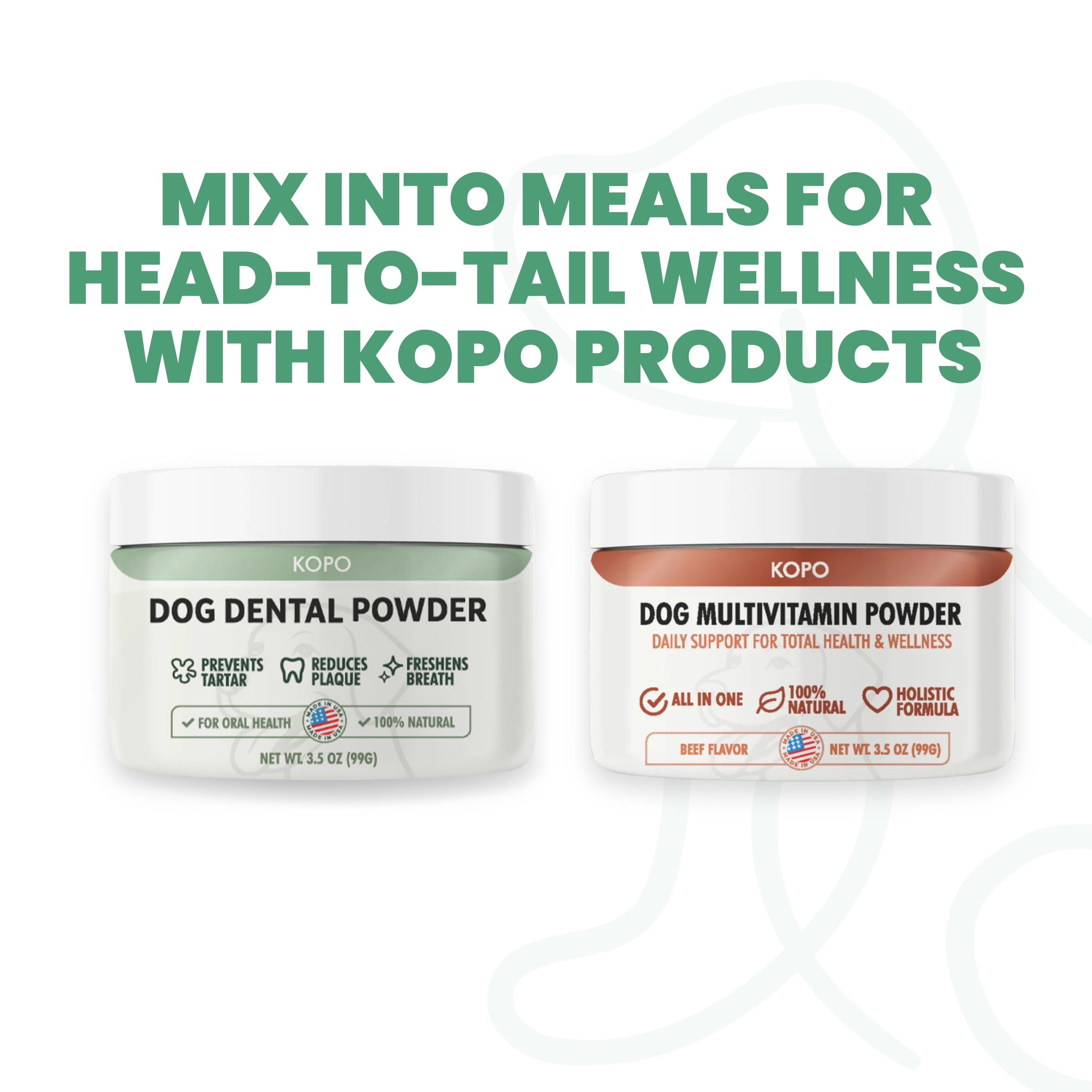 Kopo Dog Dental Powder – Natural Plaque & Breath Support Topper for All Breeds