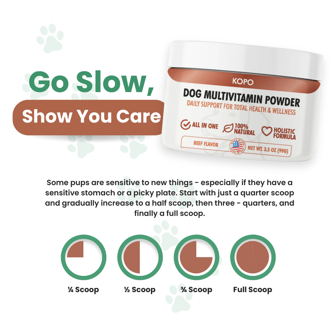 Kopo All-in-One Dog Multivitamin Powder – Natural Daily Vitamin & Mineral Supplement for Dogs