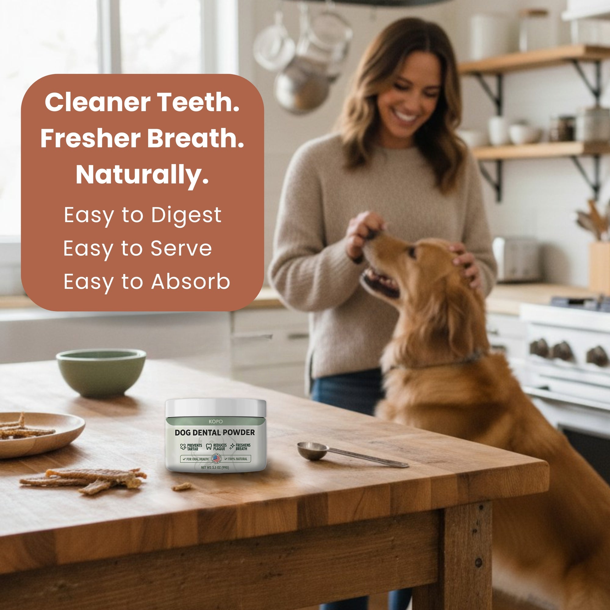 Kopo Dog Dental Powder – Natural Plaque & Breath Support Topper for All Breeds