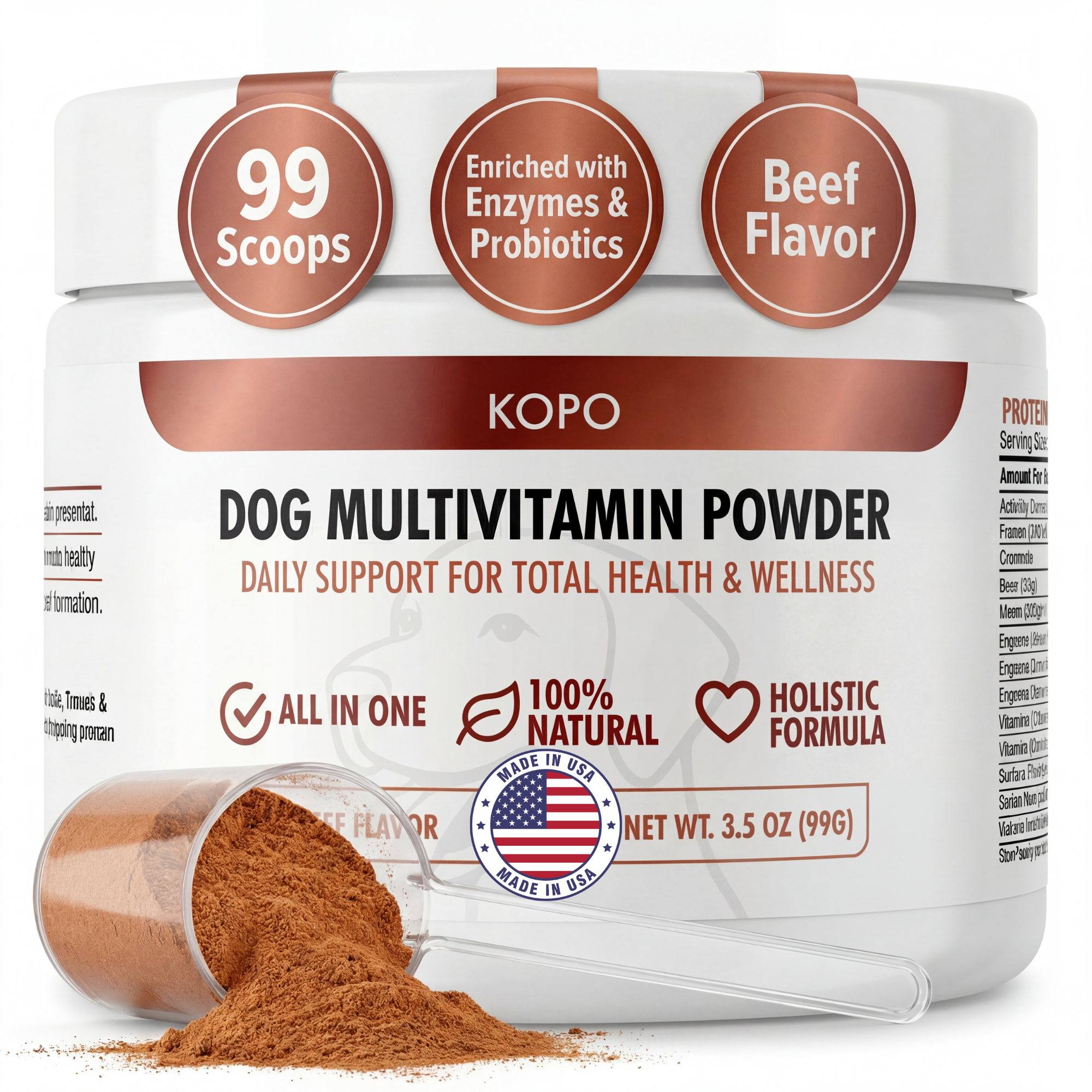 Kopo All-in-One Dog Multivitamin Powder – Natural Daily Vitamin & Mineral Supplement for Dogs