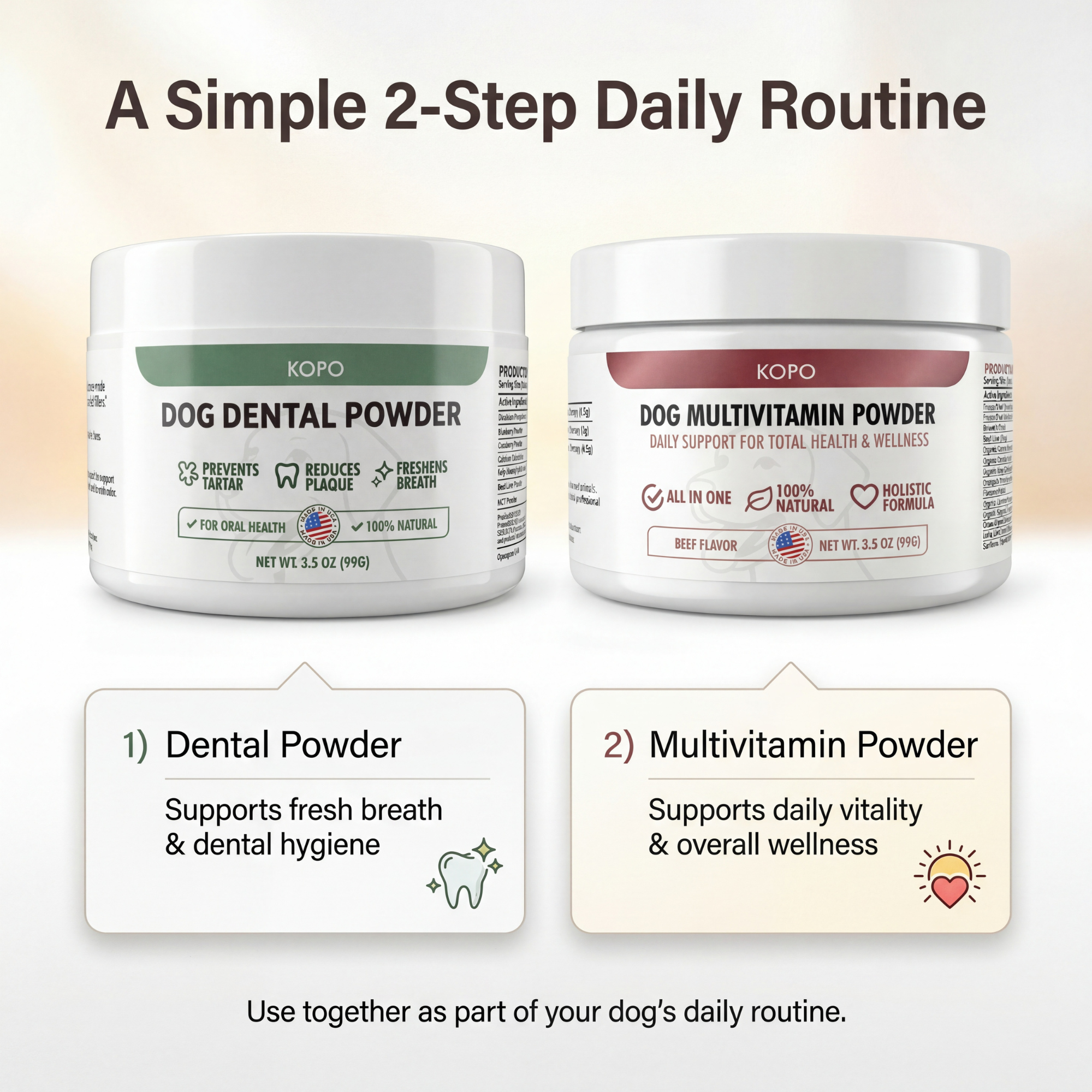 Kopo All-in-One Dog Multivitamin Powder – Natural Daily Vitamin & Mineral Supplement for Dogs